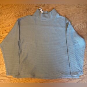 Madewell NWT Cotton Waffle Knit Pocket Mockneck Sweater XS Sage Green